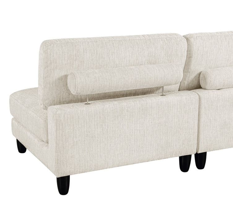 Lounge 4-Piece Chenille Armless Modular Sectional – Beige 