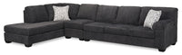 Made in Canada Morgan 3-Piece Left-Facing Chenille Fabric Sectional with Sofa and Accent Pillows - Grey 