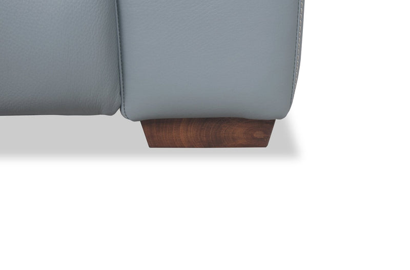 Geneva 3-Piece Genuine Leather Power Reclining Sectional with Power Headrests and USB Port - Pool Blue