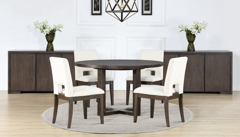 Zelda Dining Chair with Chenille Fabric - White & Espresso Brown