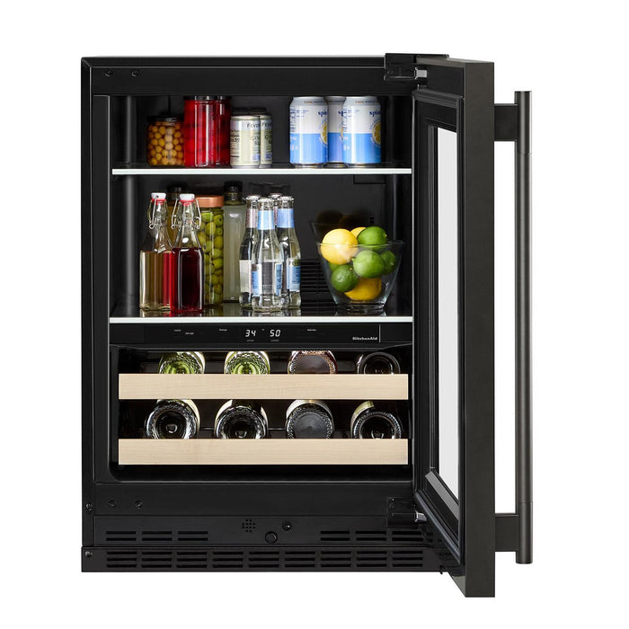 KitchenAid 24\" Beverage Centre with Wood-Front Racks – Black Ore - KUBR524SBE