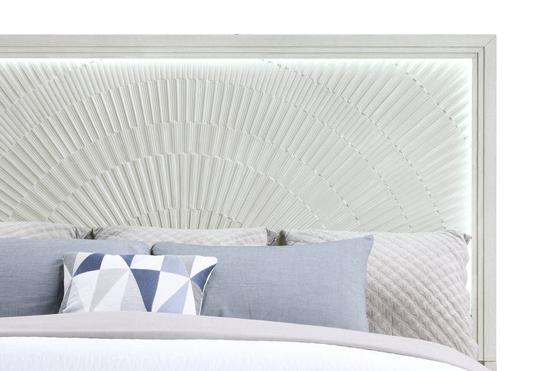 Vida Panel Bed with Headboard & Frame, Sand - King Size