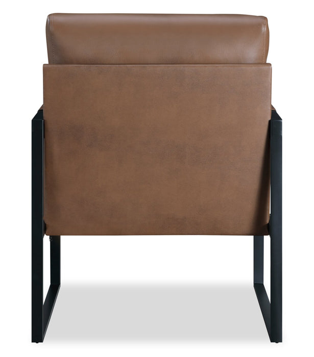 Nico 24.75\" Faux Leather Accent Chair with Metal Legs - Brown 