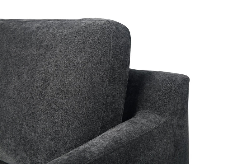 Jorja 3-Piece Chenille Fabric Sectional with Wood Legs and Accent Pillows - Granite Grey