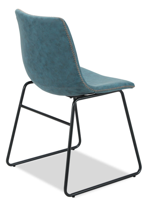 Tess Dining Chair with Leather-Look Fabric, Metal - Blue