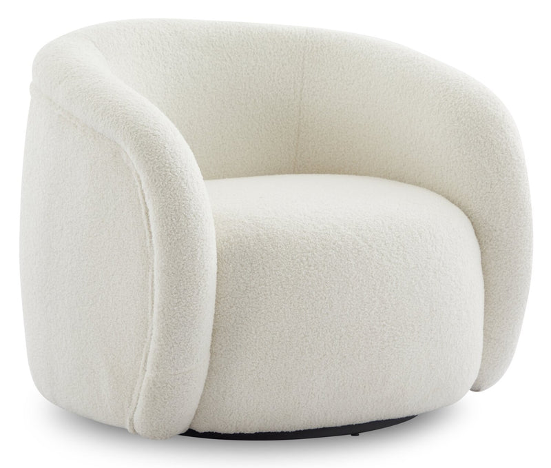 Solo 31.1\" Sherpa Fabric Curved Accent Chair - Ice Cream 