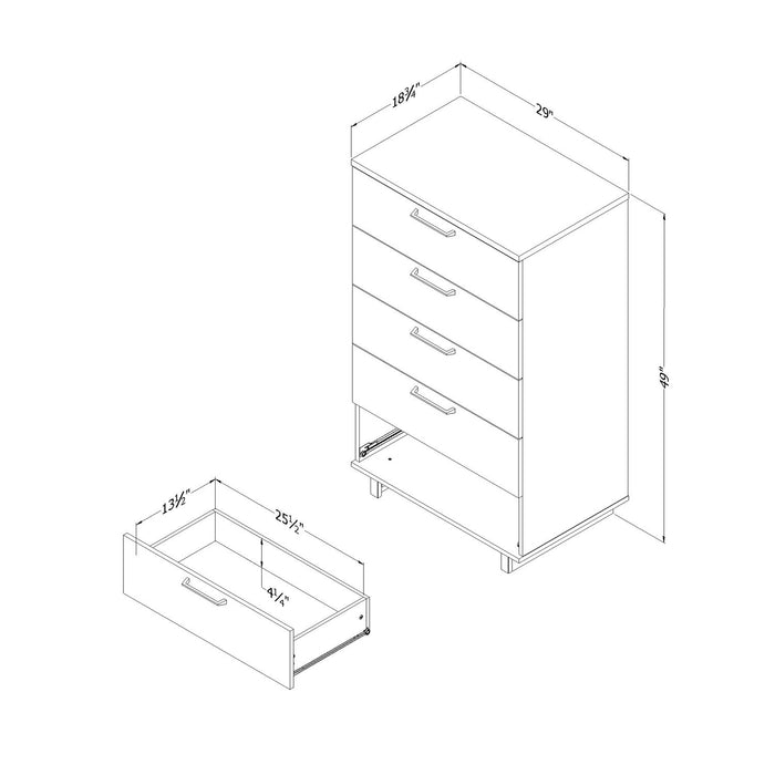 Everley 5-Drawer Bedroom Chest, 29\"W - White