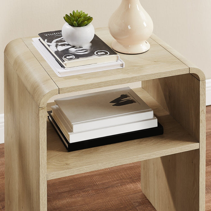 Odin Bedside Nightstand with Storage Shelf, 18\"W x 25.75\"H - Natural