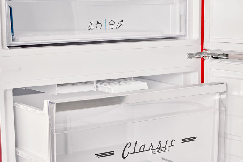 Unique Classic Retro 28\" 17 Cu Ft. Bottom Mount Refrigerator - Red - UNQ-455L R AC