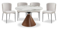 Alwin 5pc Dining Set with Table & 4 Chairs, Sintered Stone Top, Metal, 47.25