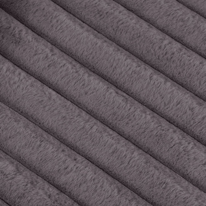 Kenny 52.8\" Ultra Plush Faux Fur Fabric Chaise Lounge – Grey 