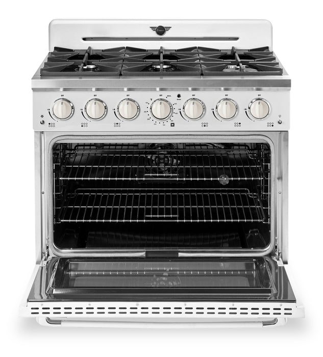 Classic Retro by Unique 36\" 5.2 Cu. Ft. 6-Burner Gas Range with Convection - Marshmallow White - UGP-36CR W