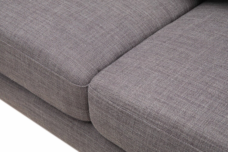 Kort & Co. Freeman 63\" Linen-Look Fabric Loveseat with Wood Legs and Tufted Back Cushions - Charcoal Grey
