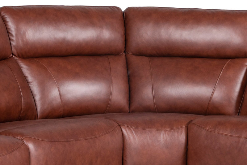 Sorrento 6-Piece Genuine Leather Power Reclining Sectional with Storage Console and USB Port - Madrid Brick Brown