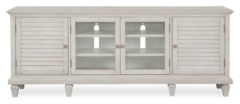 Baron 82” Rustic Pine TV Stand with Storage and Cable Management for TVs up to 90” - Alabaster