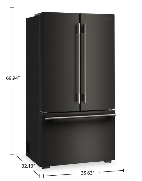 KitchenAid 36\" 24 Cu. Ft. Counter-Depth French Door Refrigerator – Black Ore - KRFC236SBE