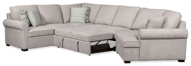 Scott Living Haven 3-Piece Right-Facing Chenille Fabric Cuddler Sleeper Sectional - Grey
