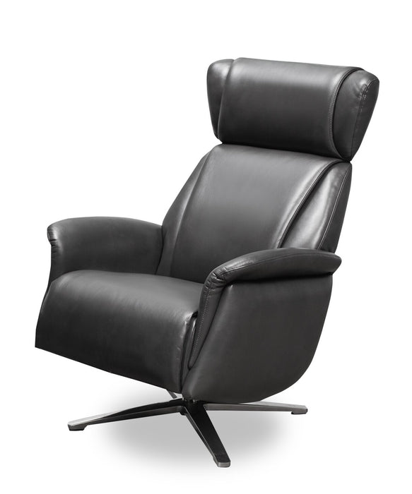 Vega 29.5\" Faux Leather Stress Free Swivel Reclining Chair with Footrest and Aluminum Legs - Grey