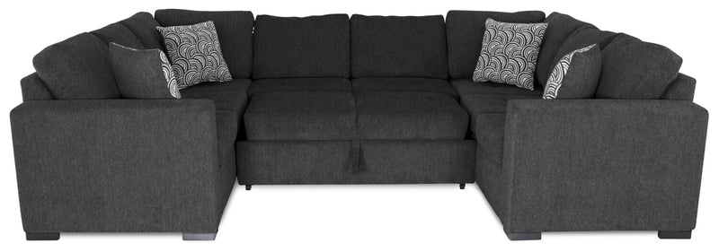Made in Canada Legend 3-Piece Chenille Fabric Sleeper Sectional - Pepper Grey