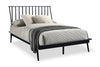 ["Milan Platform Bed with Headboard & Frame,  Mid-Century Modern, Black - Full Size"]