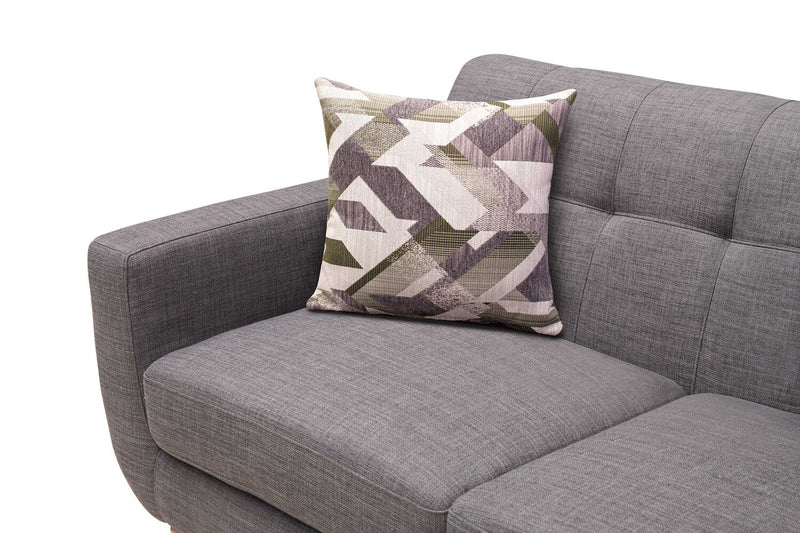 Kort & Co. Freeman 63\" Linen-Look Fabric Loveseat with Wood Legs and Tufted Back Cushions - Charcoal Grey