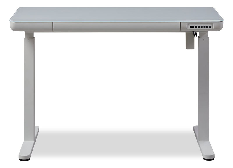 Metro 47.24” Height-Adjustable Office Desk with Storage and USB Ports - White