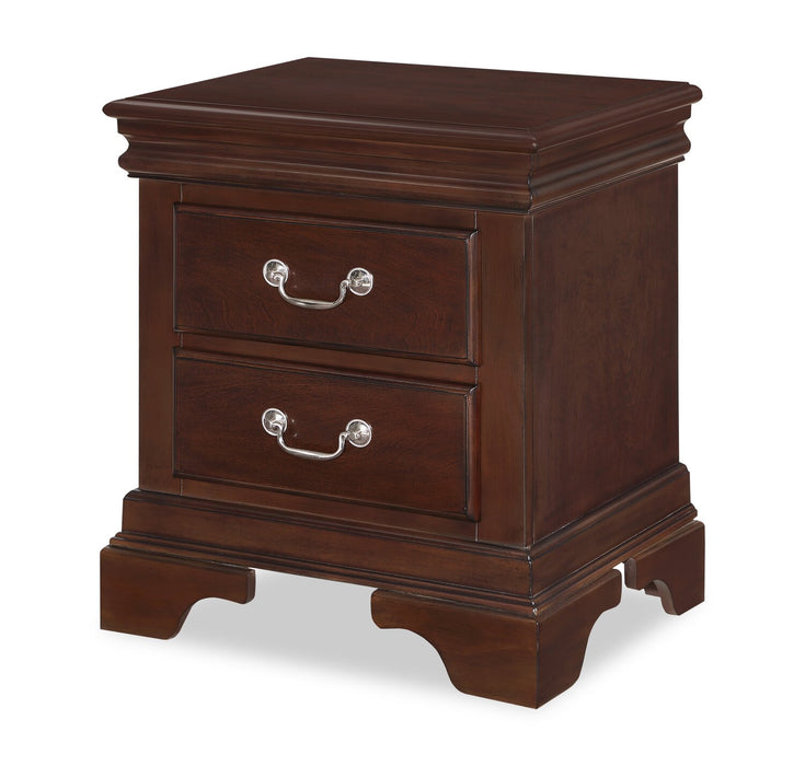 Marco 6pc Bedroom Set with Bed, Dresser, Mirror & Nightstand, Cherry Brown - Queen Size