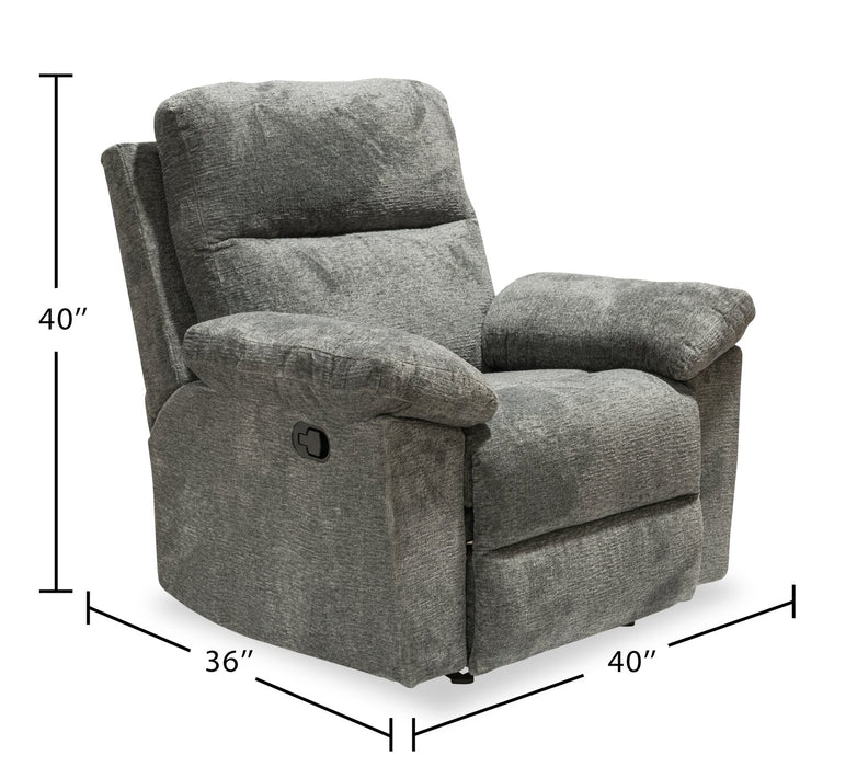 Made in Canada Oliver 40\" Chenille Fabric Glider Reclining Chair - Addison Pewter Grey