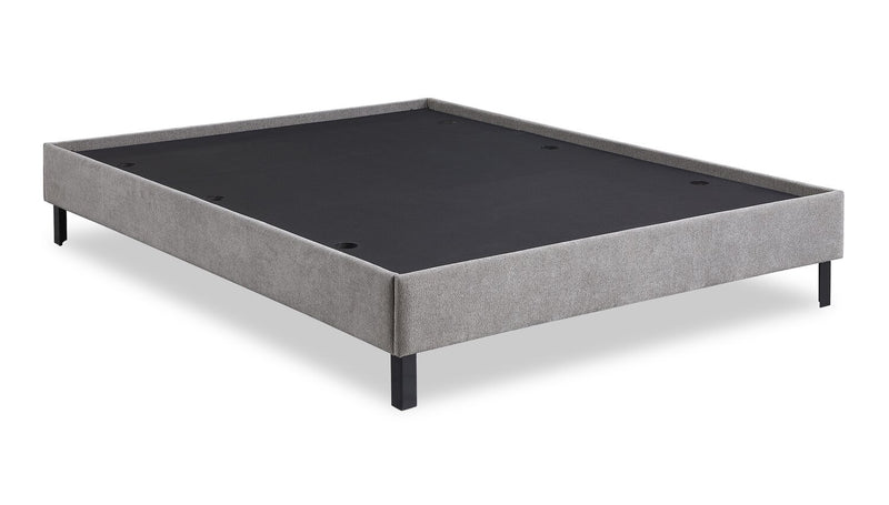 Amos Upholstered Platform Bed in Grey Fabric with Channelled Headboard - King Size