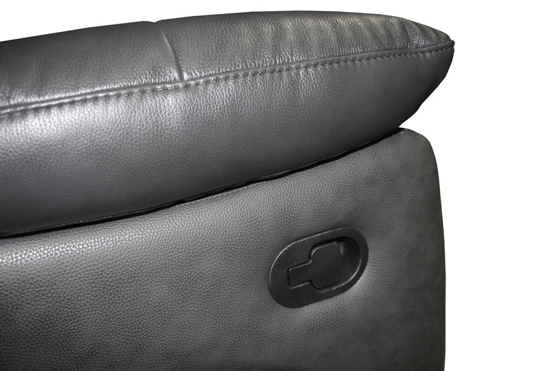 Cornell 84.65\" Top-Grain Genuine Leather Reclining Sofa - Grey