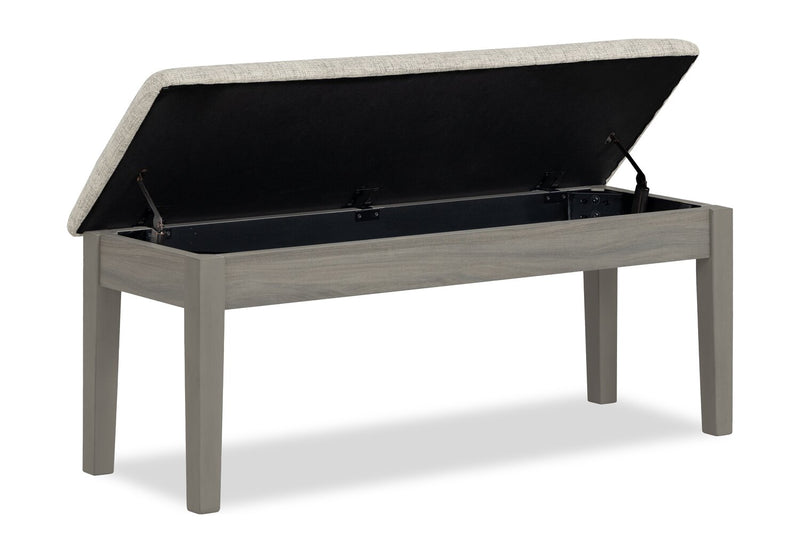 Cove Dining Bench with Cushion Fabric Seat, Lift Top Storage, 46\"W - Grey