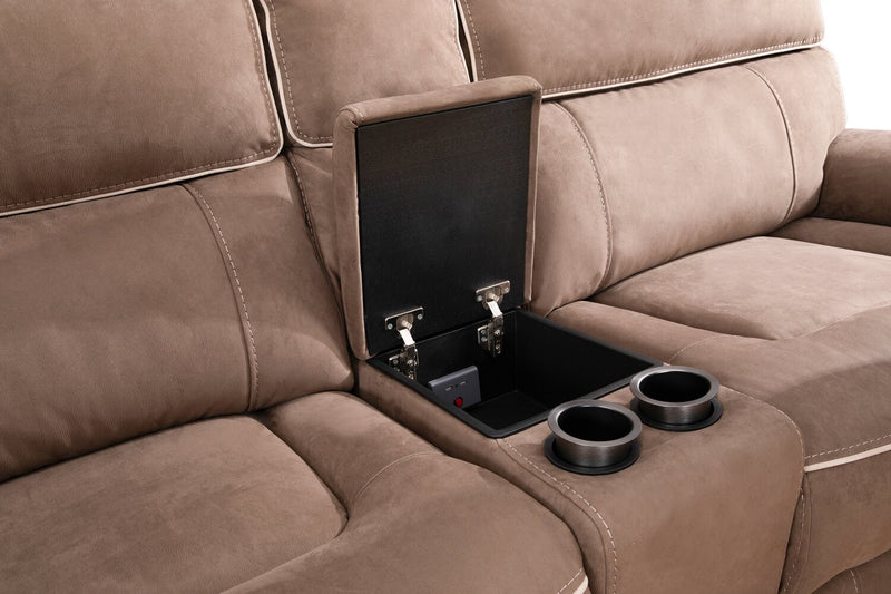 Cindy Crawford Home Newport 6-Piece Faux Suede Power Reclining Sectional with Armless Reclining Chair - Taupe