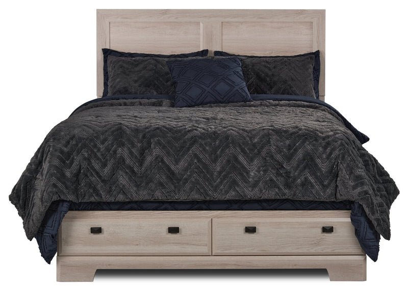 Yorkdale 6-Drawer Platform Bed with Headboard & Storage Frame, Made in Canada, White - Queen Size