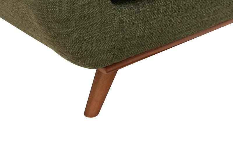 Kort & Co. Freeman 37\" Linen-Look Fabric Chair with Wood Legs and Tufted Back Cushion - Avocado Green