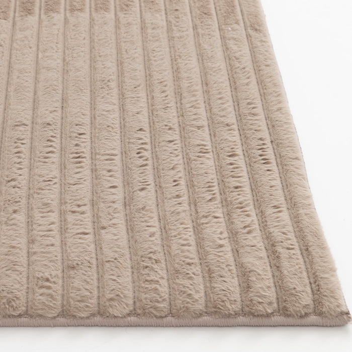 Faux Fur Channel Taupe Area Rug with Memory Foam Backing - 5' x 7'