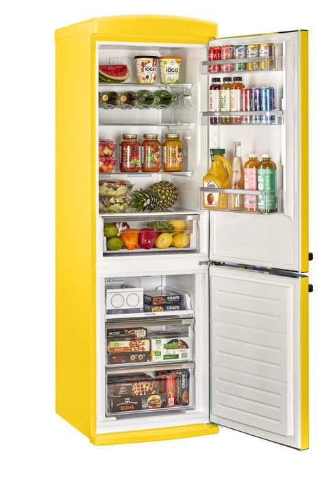 Classic Retro by Unique 24\" 12 Cu. Ft. Bottom-Freezer Refrigerator - Canary Yellow - UGP-340L Y AC