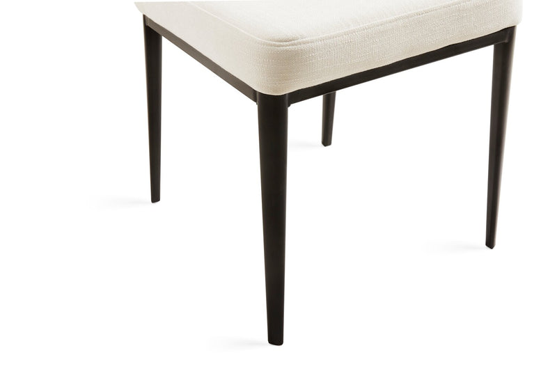 Zoe Dining Chair with Polyester Fabric & Channeled Tufting, Metal - Ivory