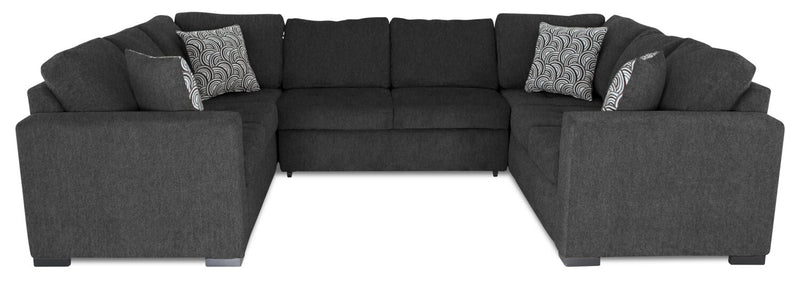 Made in Canada Legend 3-Piece Chenille Fabric Sleeper Sectional - Pepper Grey