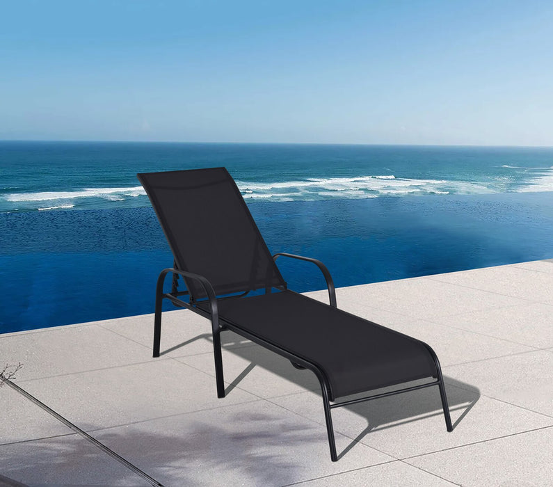 Tuscany Outdoor Patio Lounger with Adjustable Backrest - Metal, UV & Weather Resistant - Grey/Black