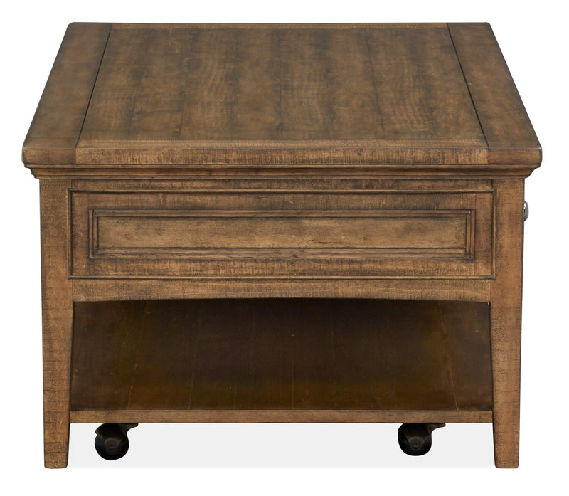  Hanson 50” Traditional Pine Coffee Table with Storage and Casters - Toasted Nutmeg