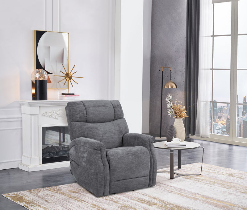 Claire 34\" Chenille Fabric Power Lift Reclining Chair - Granite Grey