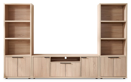 Noren 115" 3-Piece Entertainment Centre with Storage for TVs up to 70"- Light Oak 