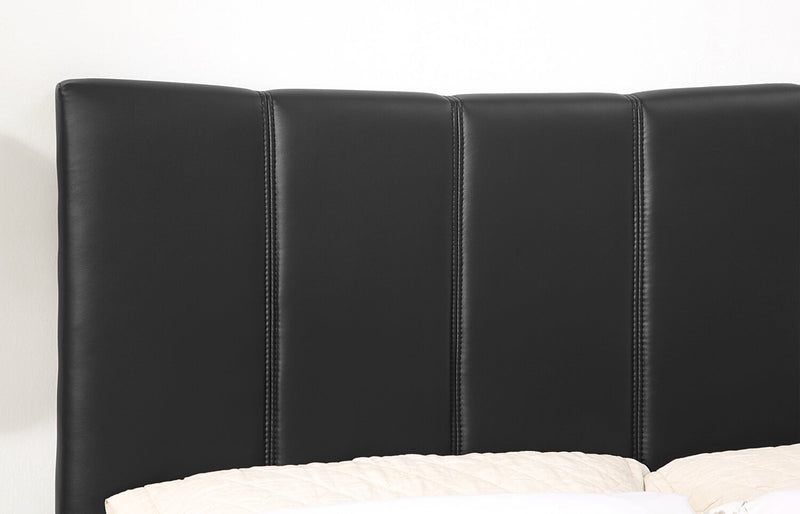 Paseo Platform Bed in Black Vegan-Leather Fabric - King Size