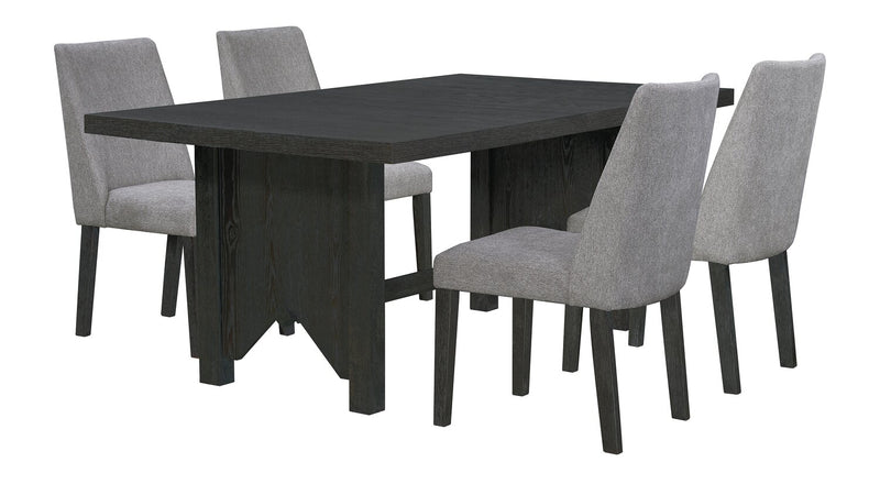 Emery Dining Table with 72-96\"W Extension, Wood - Black