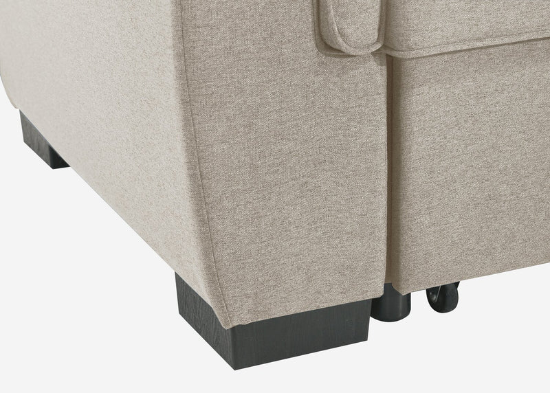 Eden 2-Piece Reversible Fabric Sleeper Sectional with Storage Chaise and Removable Back Cushions - Taupe