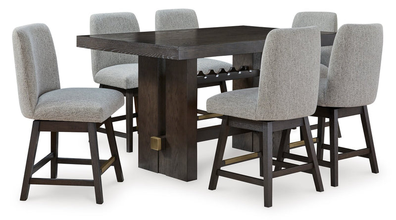 Metro Counter Height Dining Table with Built-in Wine Rack, 66\"W - Brown