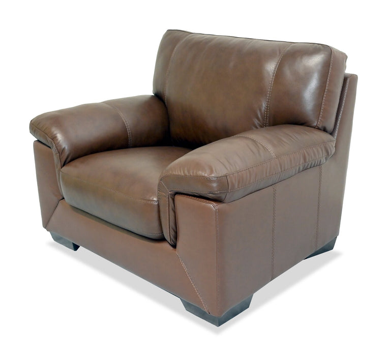 Classico 47\" Genuine Leather Chair with Wood Legs – Tobacco