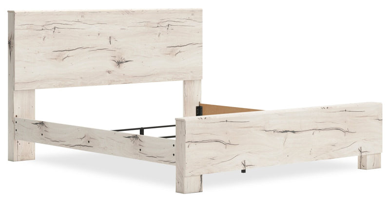 Derekson Panel Bed with Headboard & Frame, Rustic White - King Size