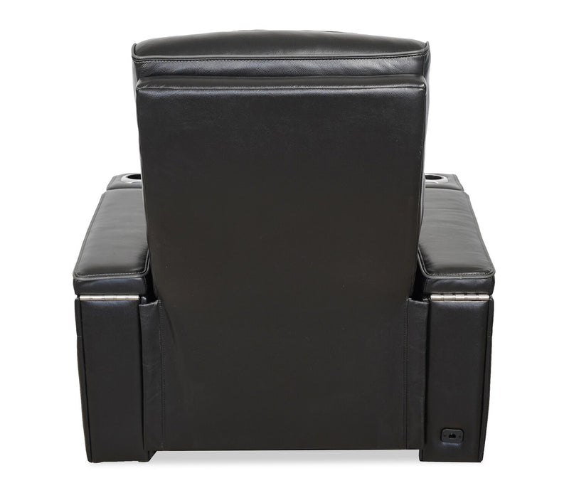 Elite 38\" Genuine Leather Massage Power Reclining Chair with Immersive Audio and Power Headrest - Black