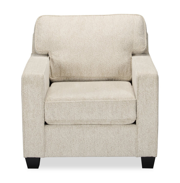 Made in Canada Lennox 35\" Chenille Fabric Chair with Reversible Cushions and Track Arms - Taupe